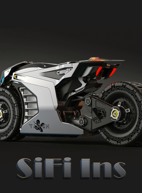 Ai训练模型图片素材赛博朋克摩托车ArtstationSifiinsCGI效果图