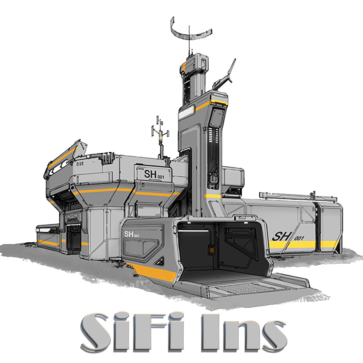 科幻功能型建筑场景参考图素材设计图原画资料(无敌细节结构)