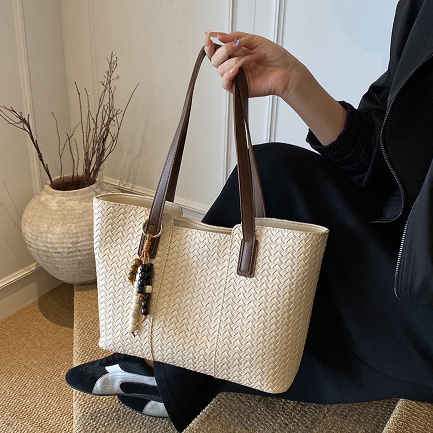 复古包包女大容量2025新款秋冬单肩编织包质感休闲上班通勤托特包