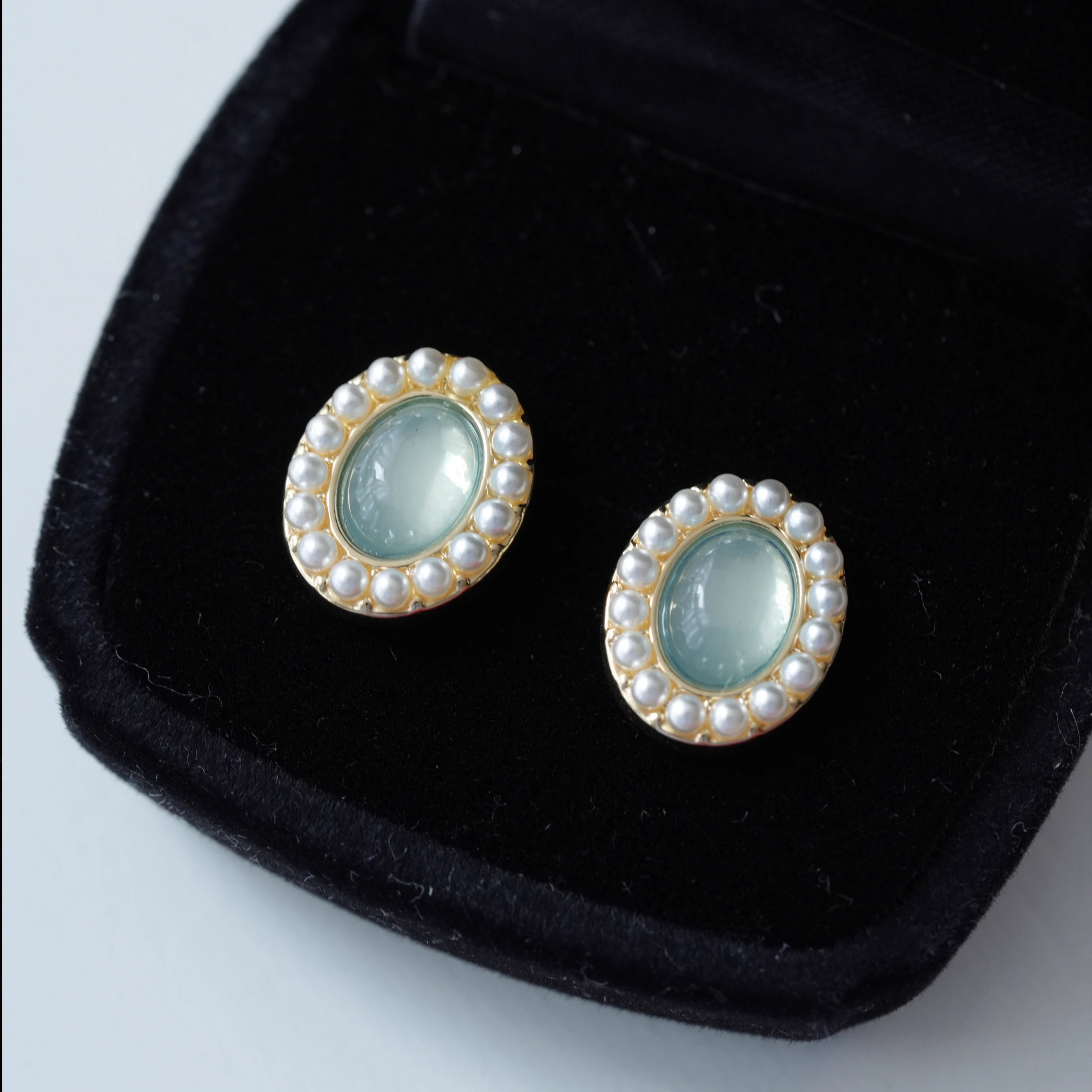 淡水湖~温柔的蓝小巧百搭耳钉