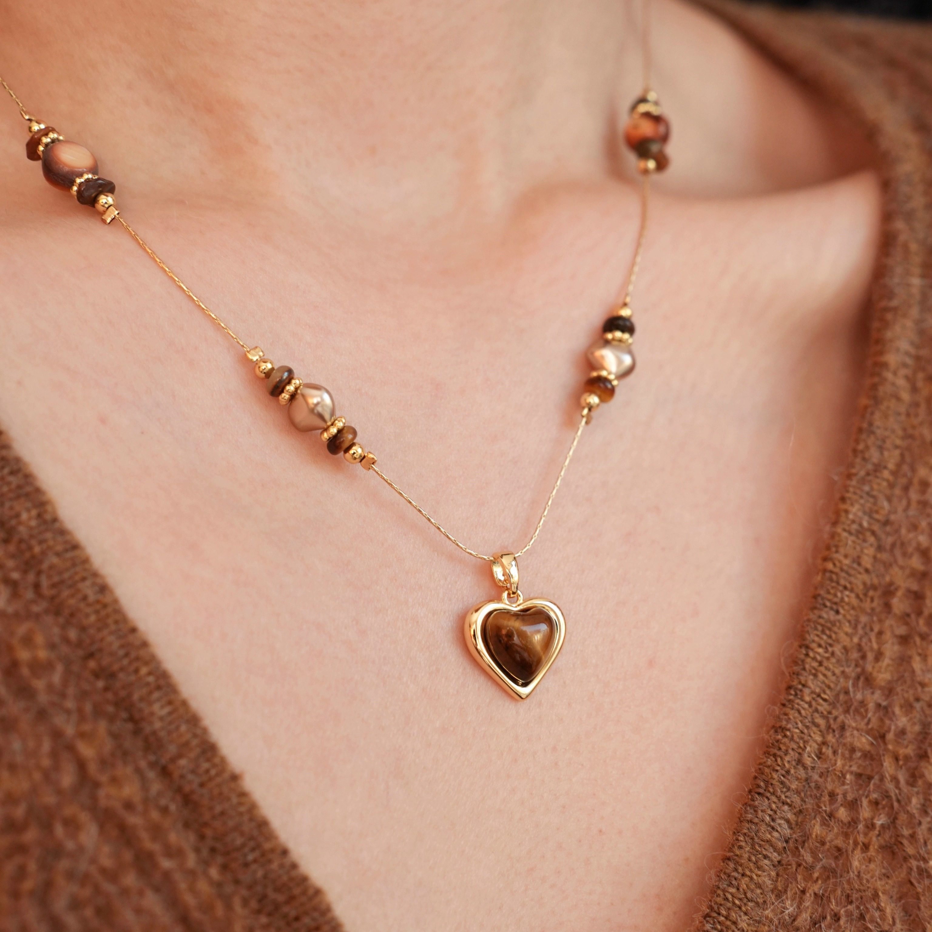 荒漠熔金｜法式高天然虎眼石项链