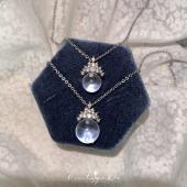 「冰透白月光」法式 高级感闪耀轻奢小众温柔透明白水晶项链锁骨链