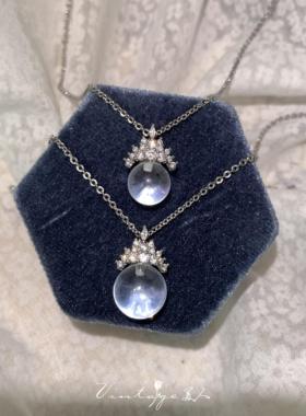 冰透白月光~法式闪耀白水晶项链