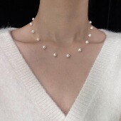 法式 经典 高级施家珍珠悬浮鱼线项链锁骨链 入 「满天星大赏」多款