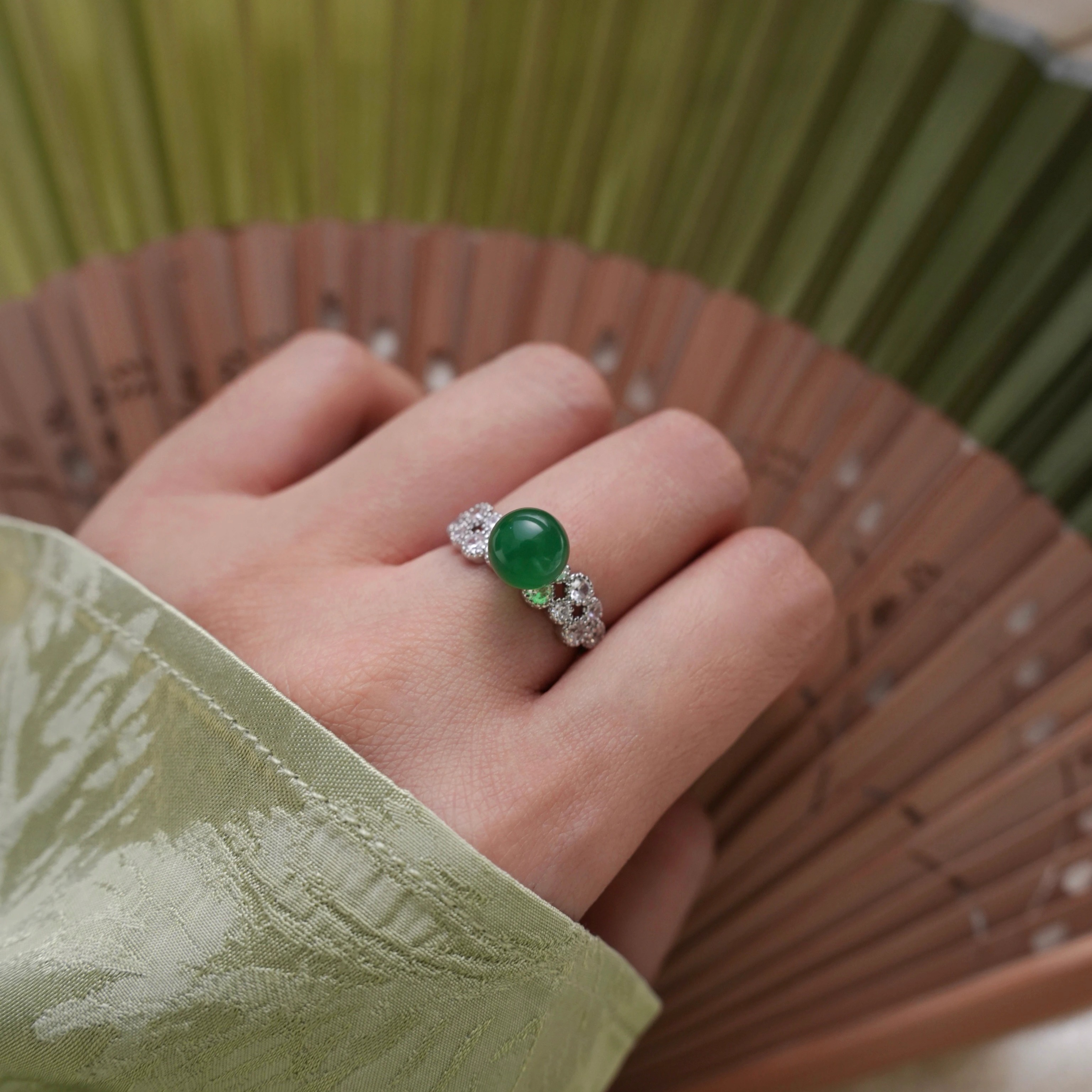 「翡绿园」新中式绿玛瑙戒指