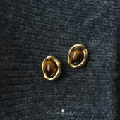 「榛果栗子」法式 复古高级感小众百搭日常棕色天然虎眼石耳钉耳夹