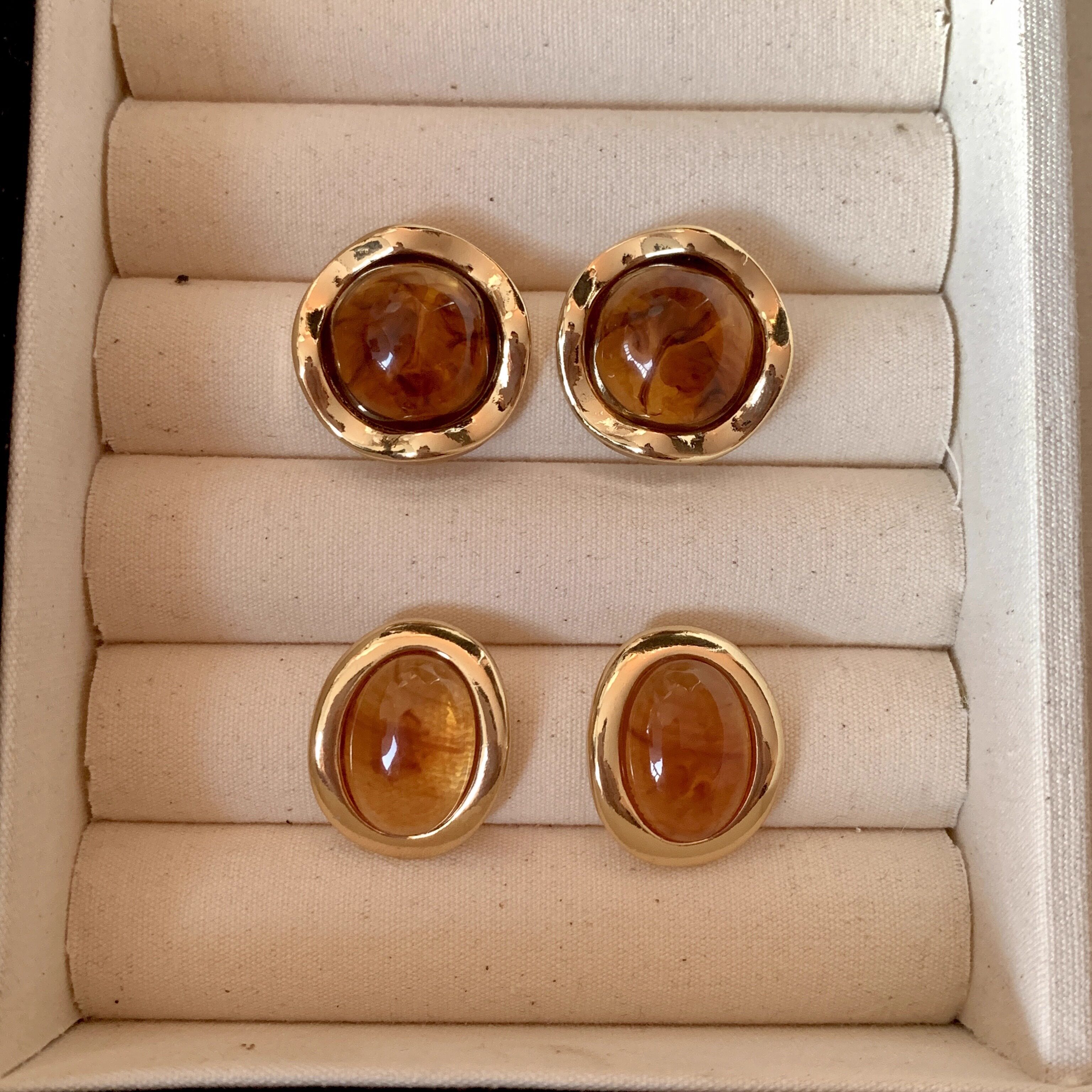 温柔琥珀｜复古美拉德棕色耳环