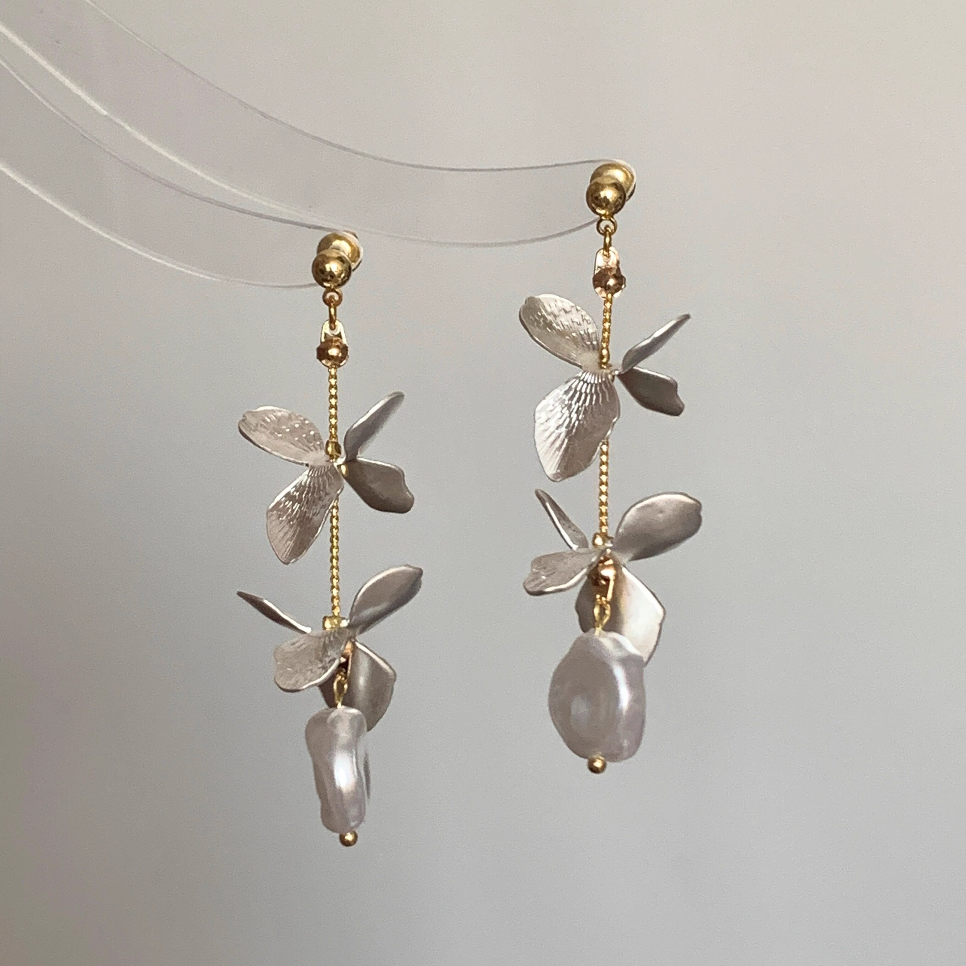 「鸢尾」系列 法式复古文艺森系原创高级感小众花朵珍珠耳环/耳夹,饰品/流行首饰/时尚饰品新,耳环,淘宝优惠券,粉丝福利购,淘宝优惠卷