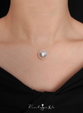 「悬浮珍珠」法式经典高级百搭小众单颗澳白珍珠鱼线项链/锁骨链