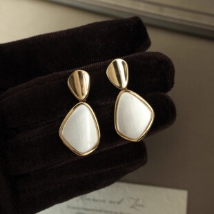 耳夹 通勤高级感轻奢百搭几何拉丝银金属耳环 「经典 曼哈顿」法式