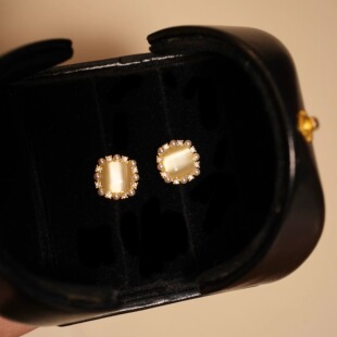 「月光猫眼」法式温柔百搭气质优雅高级感小巧珍珠猫眼石耳环耳夹