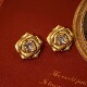 「熔岩玫瑰」vintage复古港风高级感中古做旧金属玫瑰耳环 耳夹女