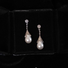 「戴安娜王妃」法式经典复古高级感轻奢气质闪耀水滴珍珠耳环耳夹