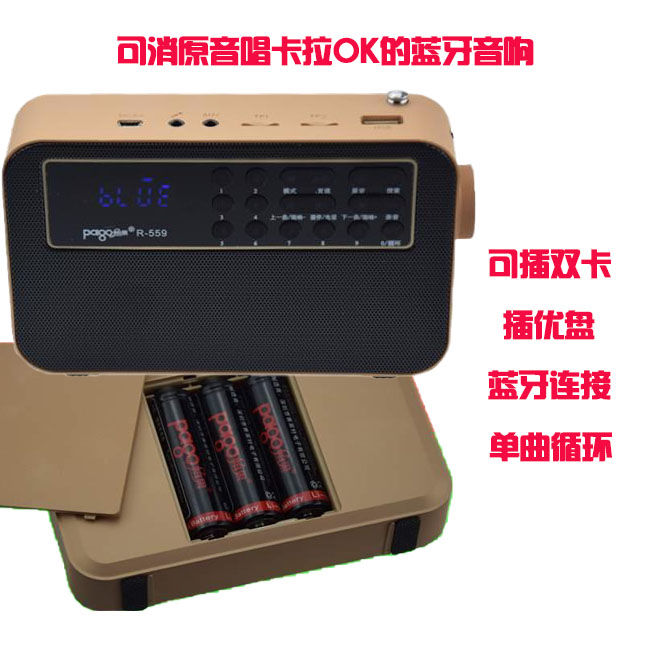 德深帕果双卡插卡收音机小音箱老年人便携式迷你音乐播放器唱戏机