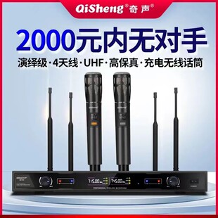 奇声无线话筒一拖二专业U段调频家用唱歌舞台音响会议K歌麦克风