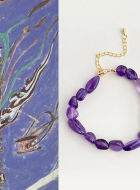 国风手作设计款天然石紫水晶手串古风气质百搭串珠手链高级感手饰