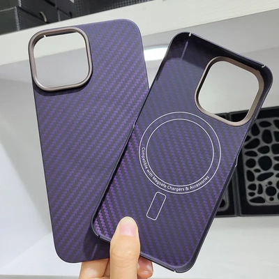 适用苹果iphone14promax手机壳13pro芳纶纤维MagSafes磁吸纯色