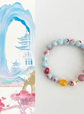 国风原创手作天然石草莓晶串珠手串甜美小清新国风手链高级感手饰