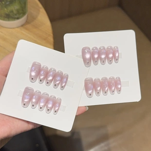 千繁【鸢尾】温柔氛围感猫眼纯手工穿戴甲片美甲贴片假指甲片