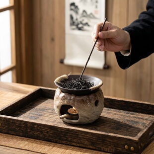 手作日式烘烤炉陶瓷熏香植物雪松香薰炉蜡烛加热底座烤茶炉温茶炉
