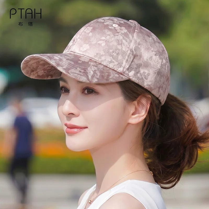 布塔宋锦印花鸭舌帽女夏季薄款时尚显脸小防晒遮阳帽洋气棒球帽