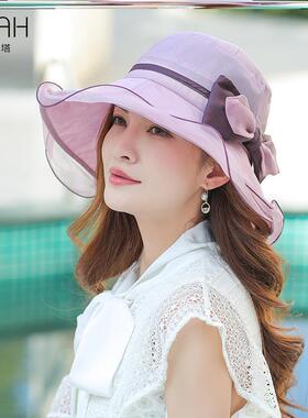 布塔真丝遮阳帽女可折叠桑蚕丝太阳帽夏时尚防晒防紫外线妈妈凉帽