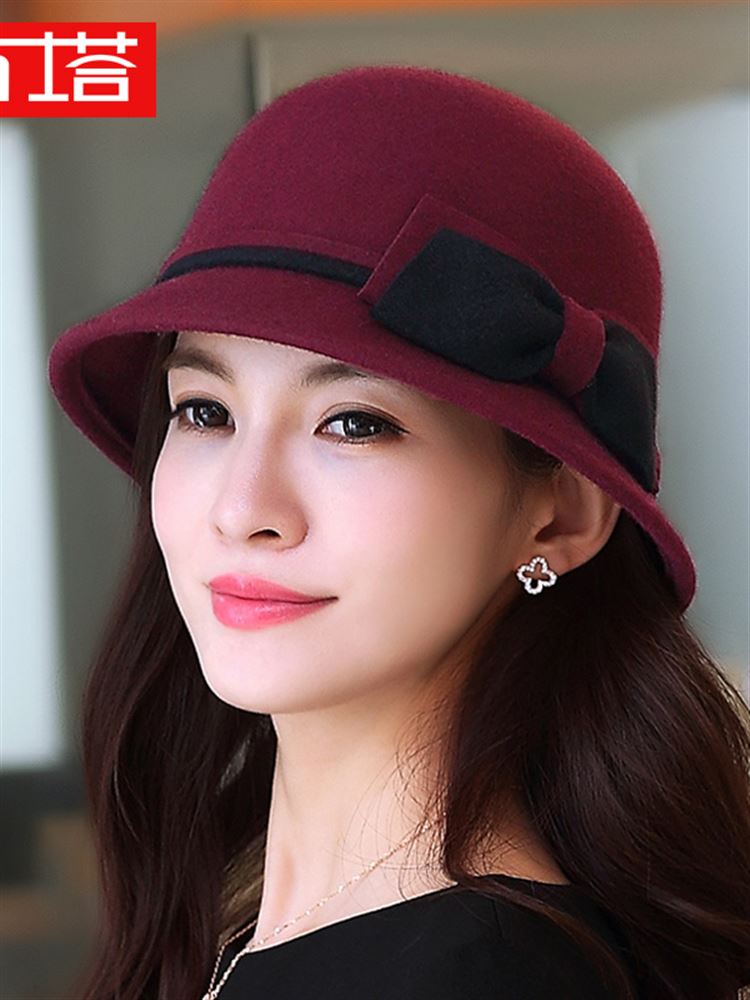 布塔帽子女秋冬英伦名媛冬季时尚女士毛呢礼帽百搭潮驼色羊毛盆帽