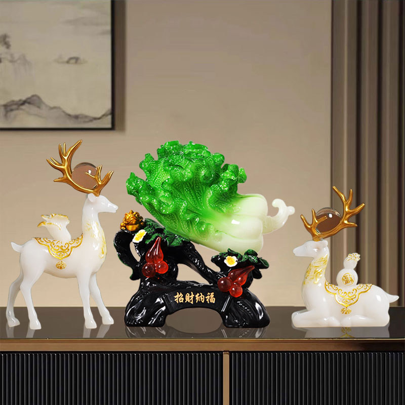 客厅中式如意白菜葫芦树脂装饰玄关酒柜电视柜乔迁开业创意摆件,家居饰品,装饰摆件,淘宝优惠券,粉丝福利购,淘宝优惠卷