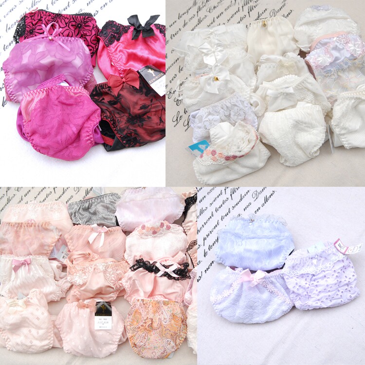 【随机发】日系高品质女内裤合集6三角裤/蕾丝荷叶边订钻系带