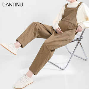 孕妇背带裤秋冬季2023新款孕妇装秋装休闲外穿灯芯绒大码吊带长裤