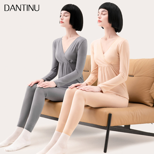 孕妇秋衣秋裤月子服秋季产后春秋款怀孕期哺乳内衣大码德绒家居服