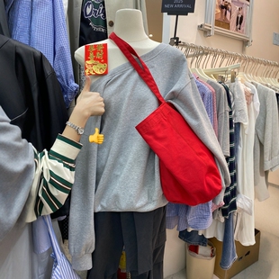 红色炸街包简约韩系大容量ins风单肩包百搭购物袋