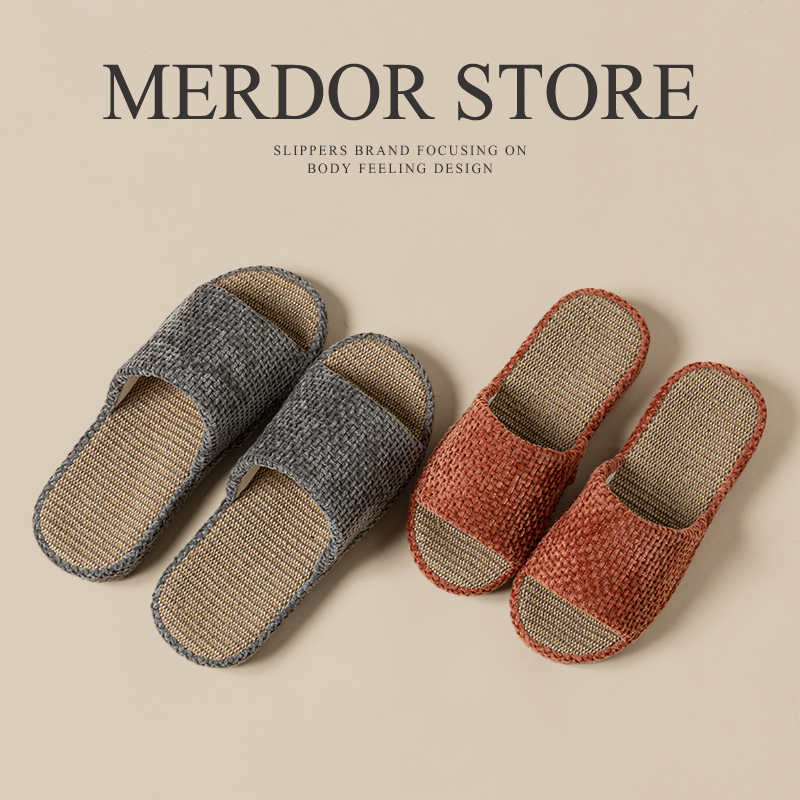 春夏秋四季情侣亚麻拖鞋