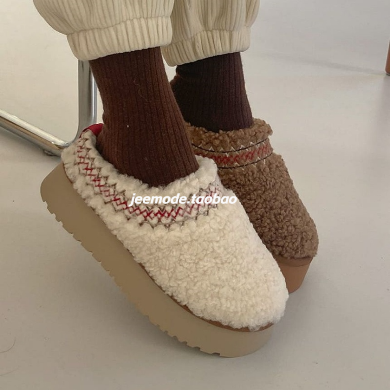 韩版松糕底包头拖刺绣女鞋