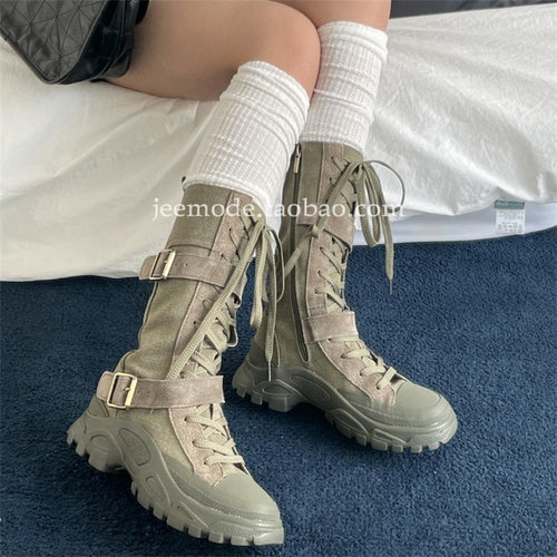 小池在首尔复古帅气机车马丁靴