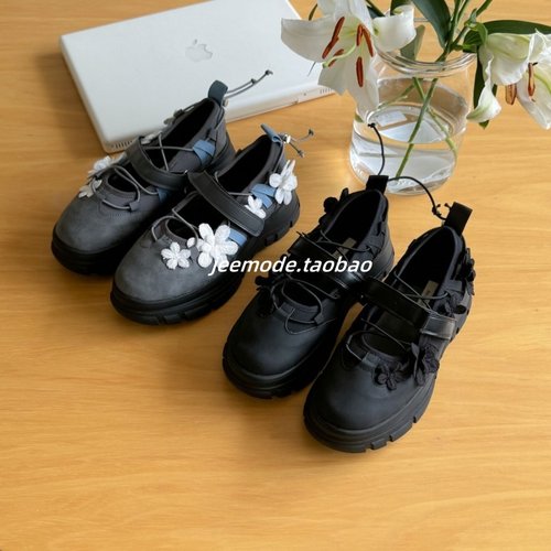 立体花朵抽绳魔术玛丽珍休闲鞋