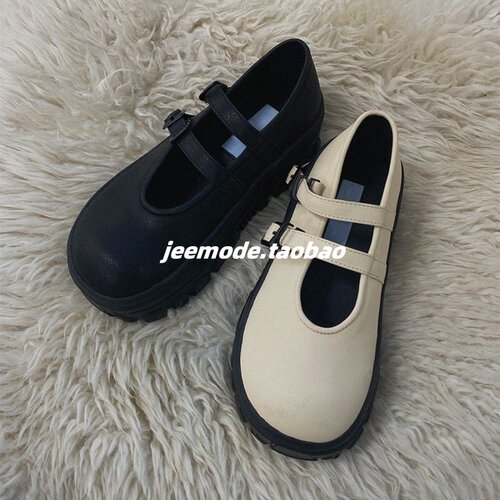 松糕鞋休闲丑萌一字扣玛丽珍单鞋
