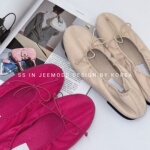 小池在首尔26年早春新款韩版甜美蝴蝶结糖果色软面浅口芭蕾舞单鞋