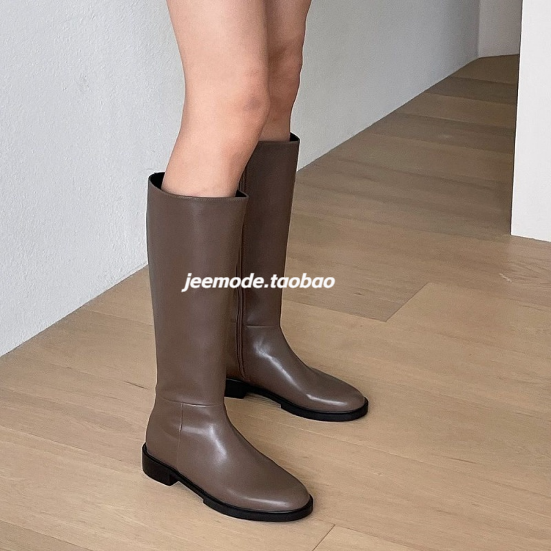 韩版时装靴方根侧拉链女鞋