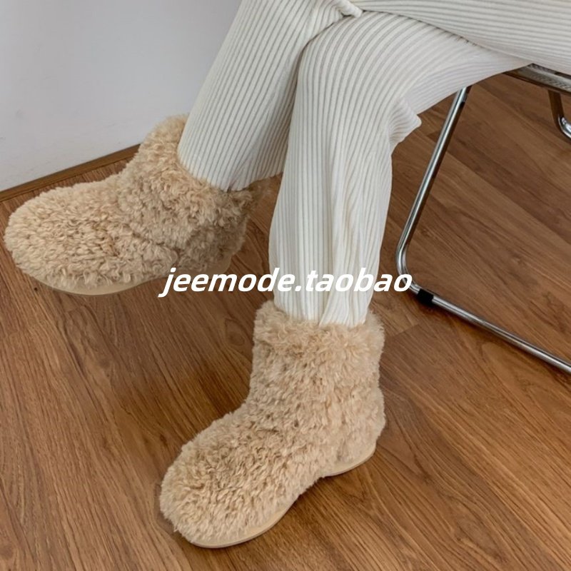 小池在首尔2024年秋季新款厚底毛毛圆头雪地靴保暖时尚百搭棉靴女,女鞋,时尚雪地靴,淘宝优惠券,粉丝福利购,淘宝优惠卷