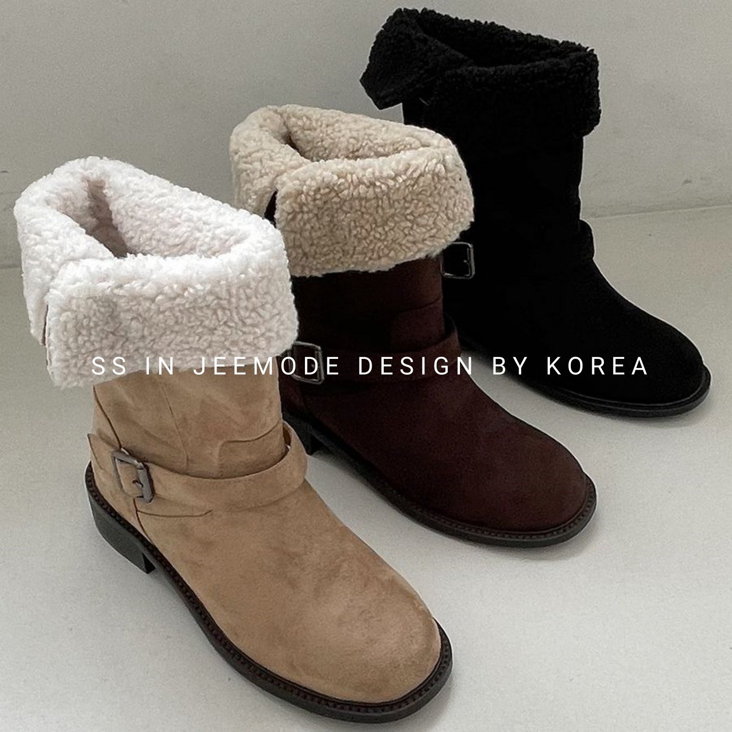 小池在首尔冬季新款复古厚底翻边两穿加绒保暖棉靴皮带扣雪地靴女,女鞋,时尚雪地靴,淘宝优惠券,粉丝福利购,淘宝优惠卷