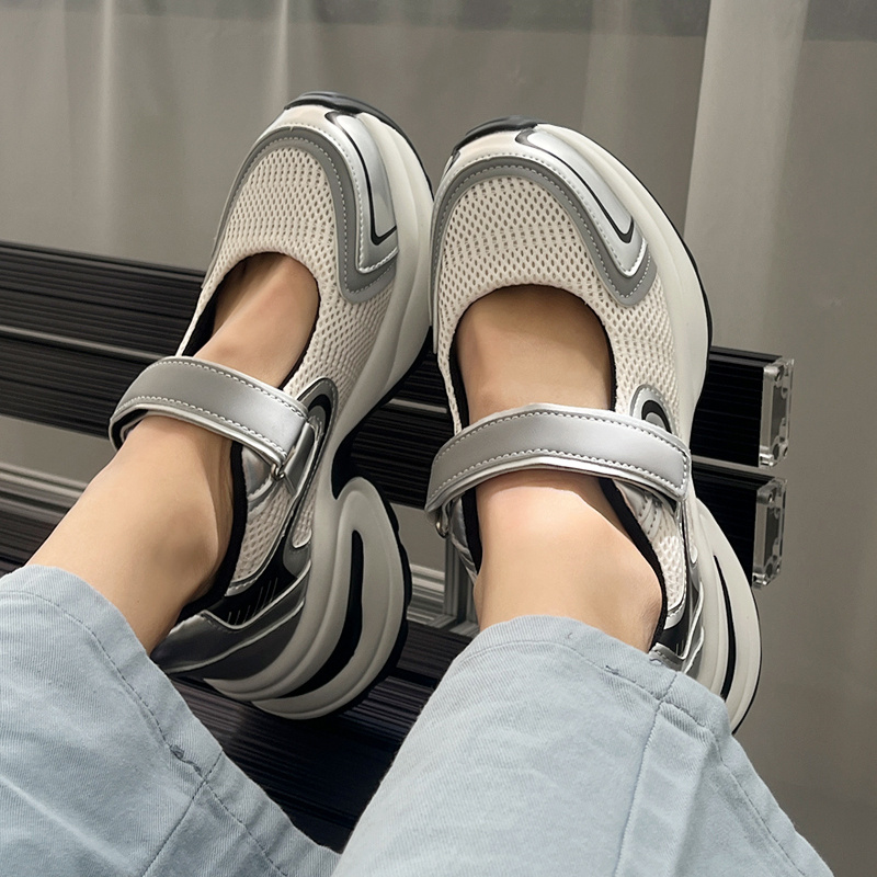 单鞋休闲魔术贴透气女鞋夏季