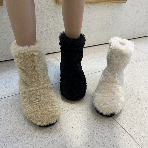 保暖雪地平底棉靴可爱