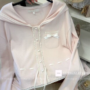 YETINGXI 首尔甜心/早秋甜美少女感宽松针织套装裙棉可爱两穿上衣