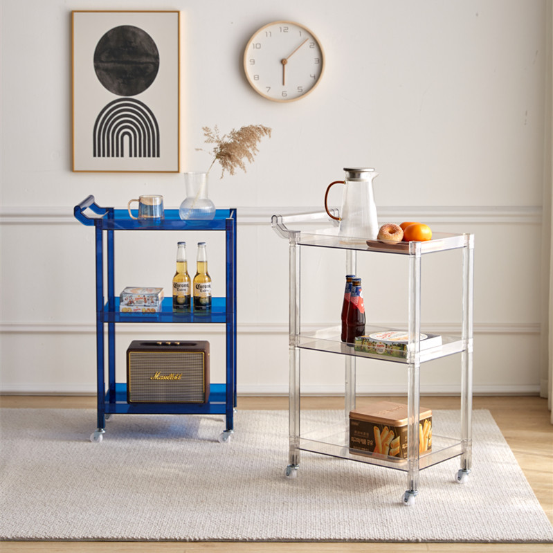 奶油风透明小推车零食车网红风ins透明置物架可移动三层收纳架,住宅家具,移动边几/推车,淘宝优惠券,粉丝福利购,淘宝优惠卷