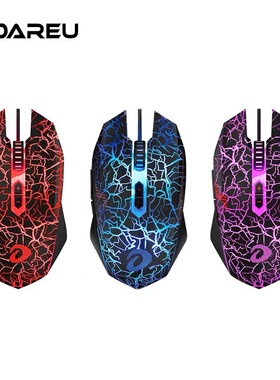 达尔优牧马人LM125游戏鼠标经典裂纹版有线 6000DPI 黑色