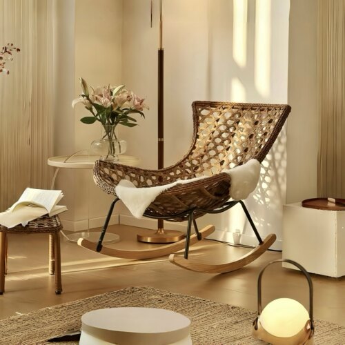 网红手工藤编摇摇椅阳台躺椅