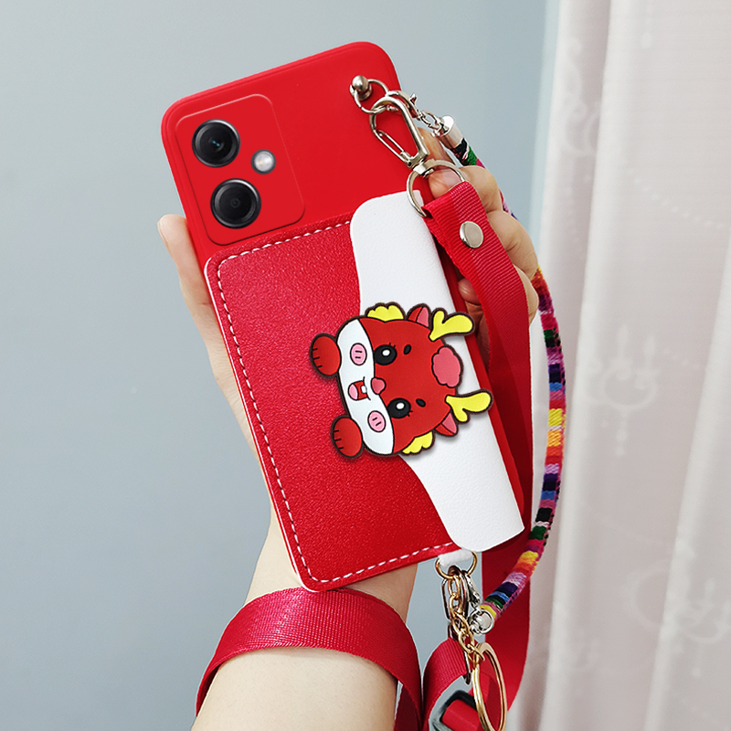 适用于小米Redmi红米note12手机壳Redminote12零钱卡包壳斜挎背绳挂脖绳软零钱包软保护壳23076RA4BC插卡挂绳