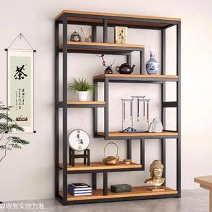 铁艺博古架简约新中式隔断摆件架多宝阁茶叶展示柜茶室置物架淘