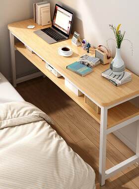 床边桌长条桌卧室靠墙床尾桌极窄阳台实木腿桌子简易电脑学生书桌